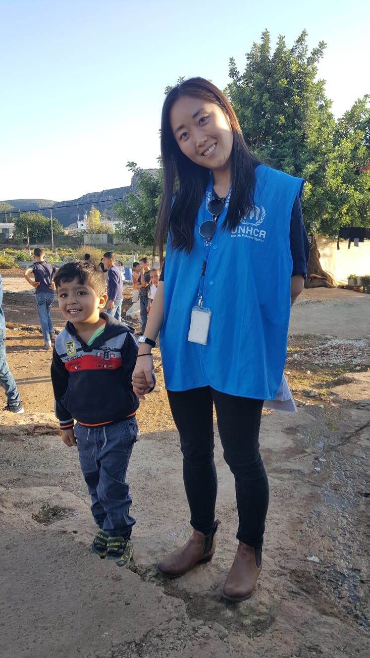 Anna King from UNHCR Lebanon visits a refugee settlement